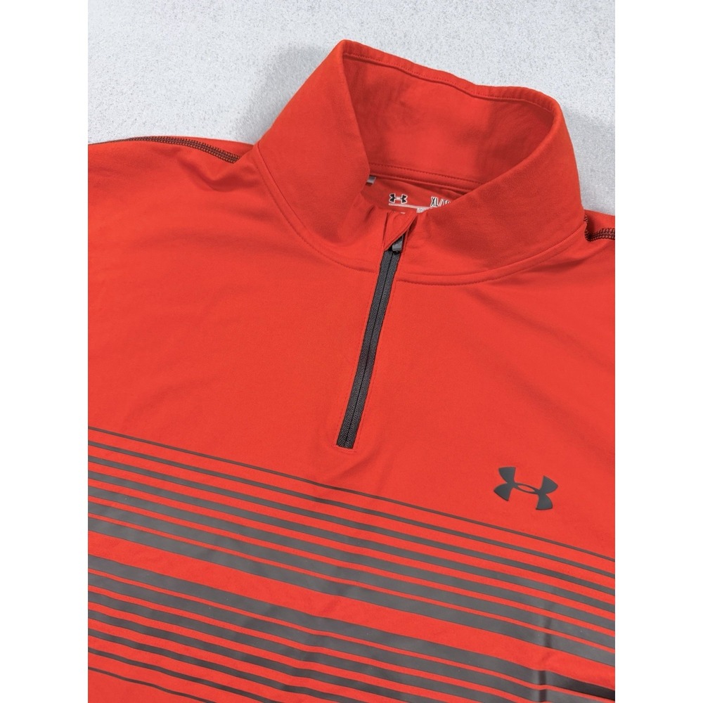 Under Armour ColdGear Infrared Men's 1/4 Zip Pullover Size XL Orange Striped